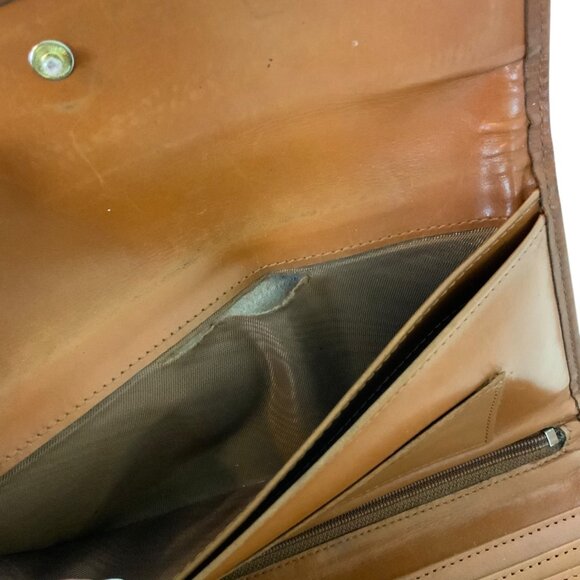 Vintage Dooney & Bourke All Weather Leather Wallet Red Brown Snap Closure - Picture 6 of 12